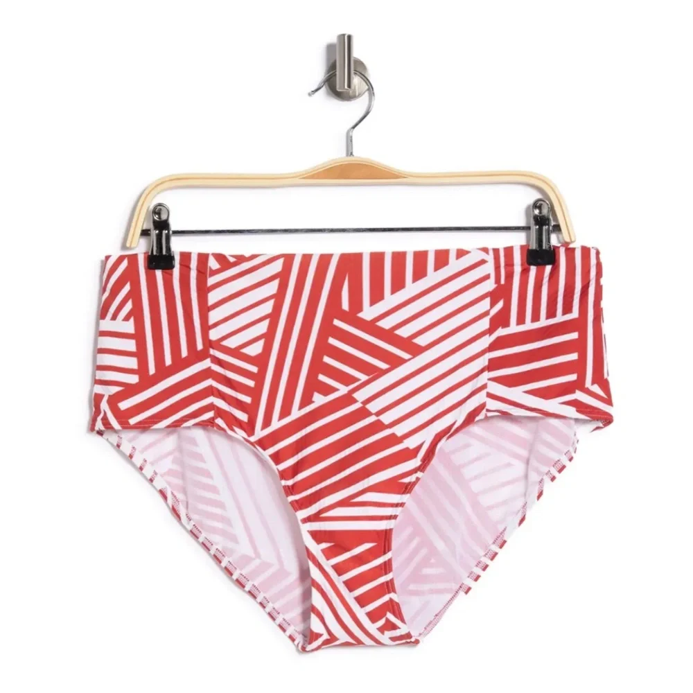 NEW Sea Level [ 10 US ] Mixed Striped High Waisted‎ Bikini Bottom Sun Orange